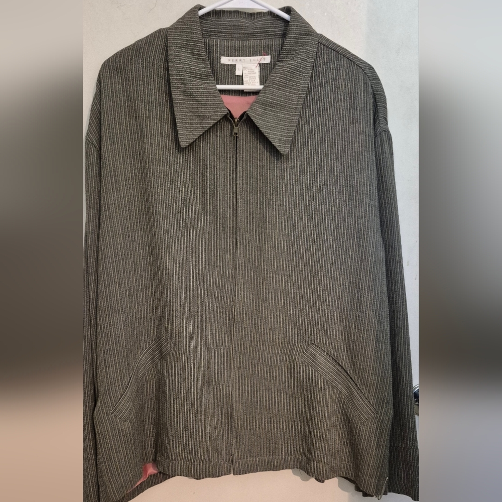 Perry Ellis Gray PinStriped Men Jacket Sz.L NWT